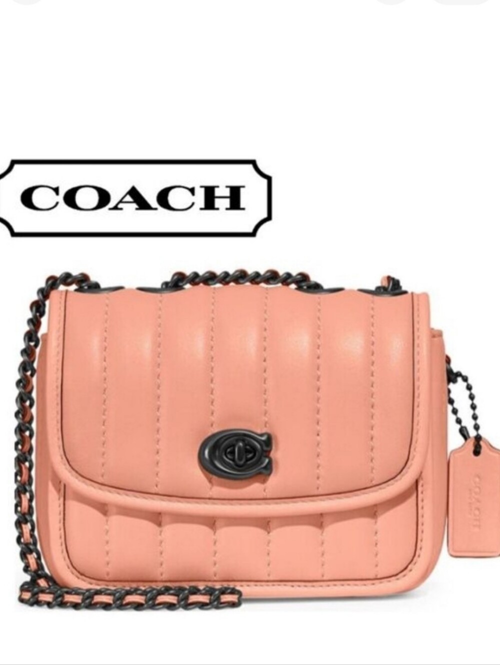 RETAIL COACH Quilted Turnlock Crossbody in Blush with Gun Metal Hardware